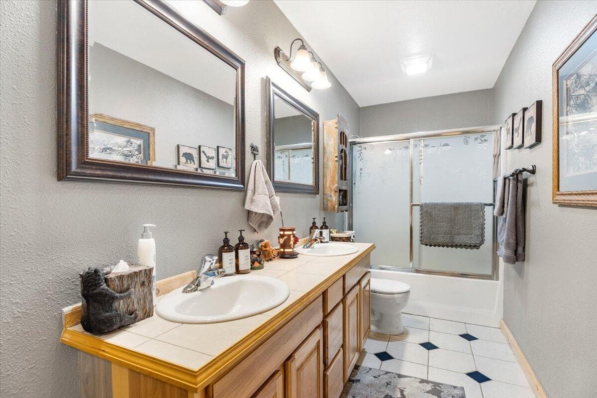 Guest Bath with Tile Counter and Floors