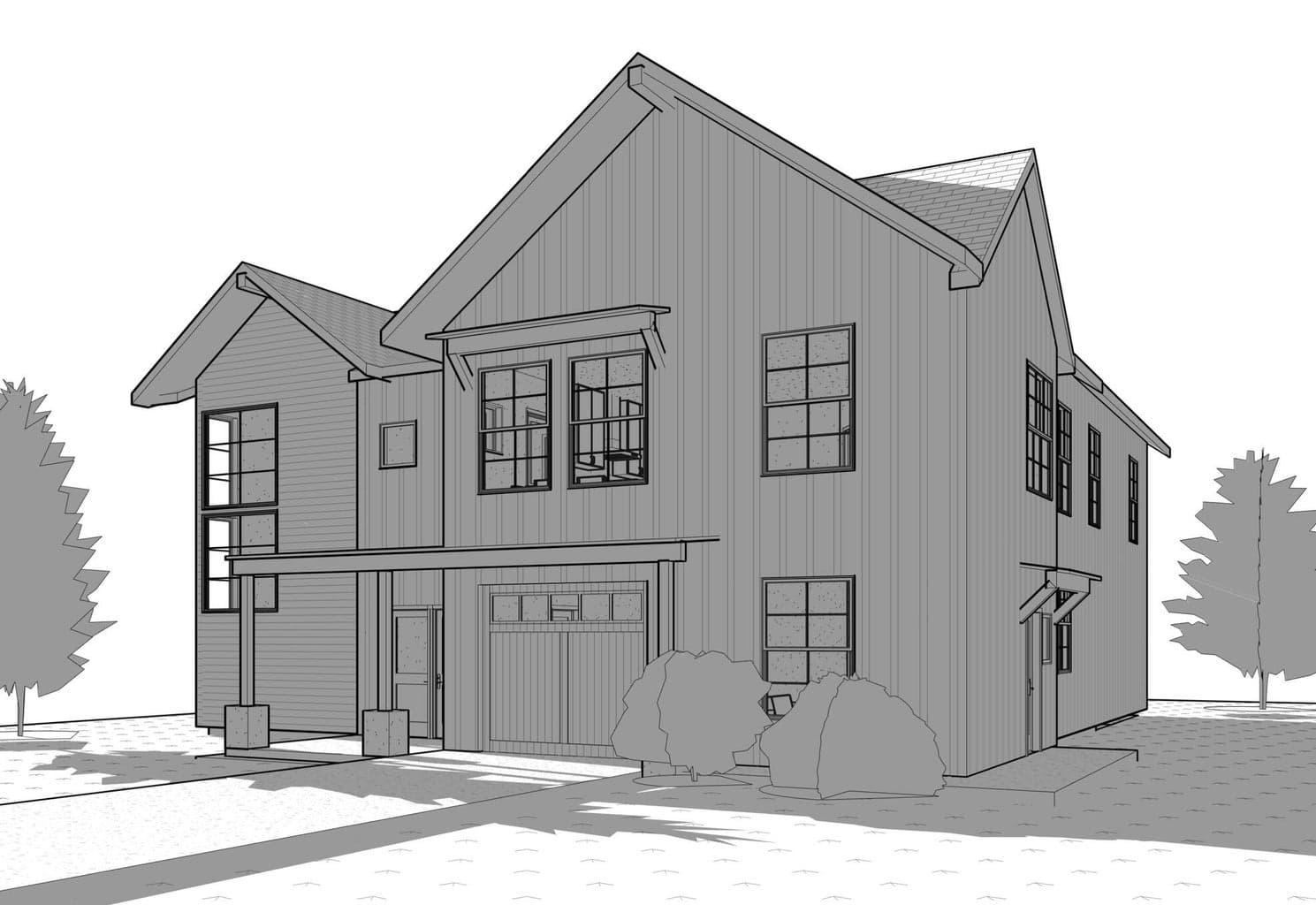 Architectural rendering of plans from NW side