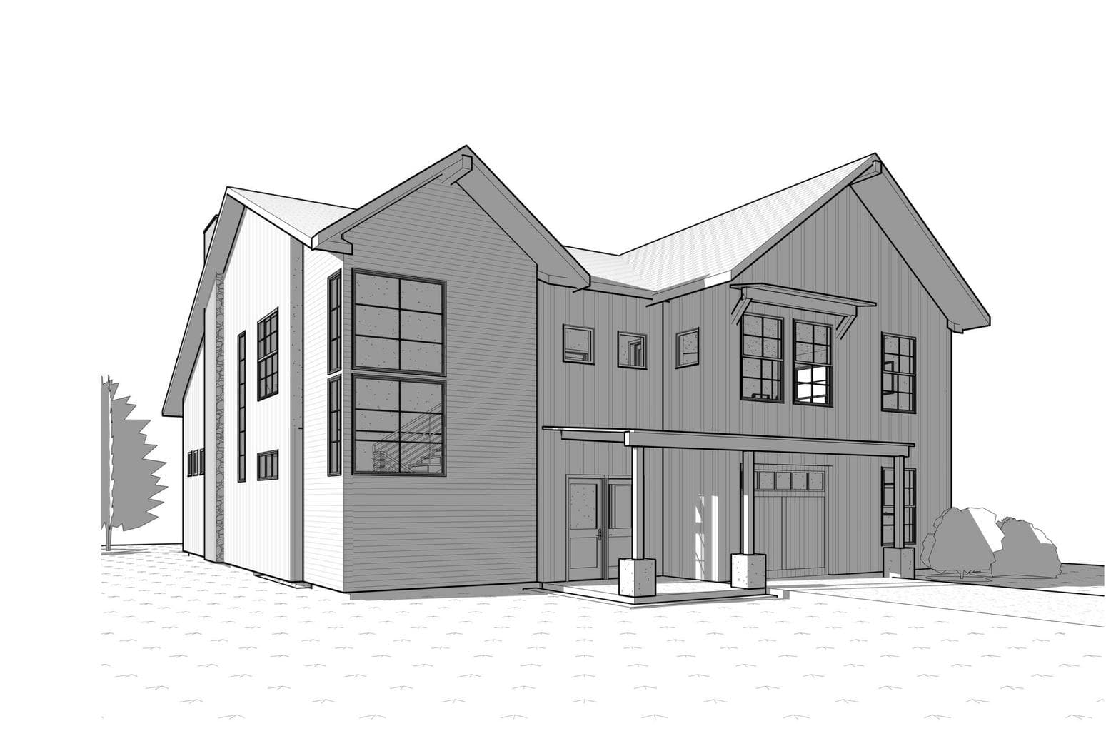 Architectural rendering of plans from SW side