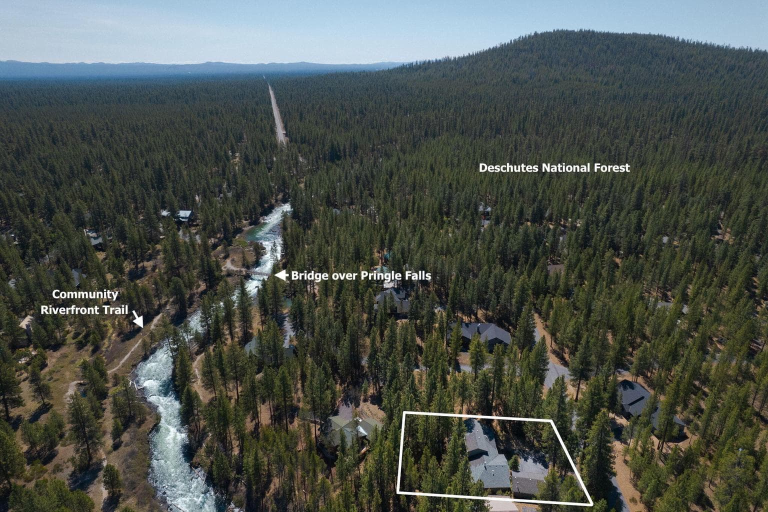 Wild River is bisected by the Big Deschutes River and Pringle Falls. Community is surrounded by National Forest on 3 sides.