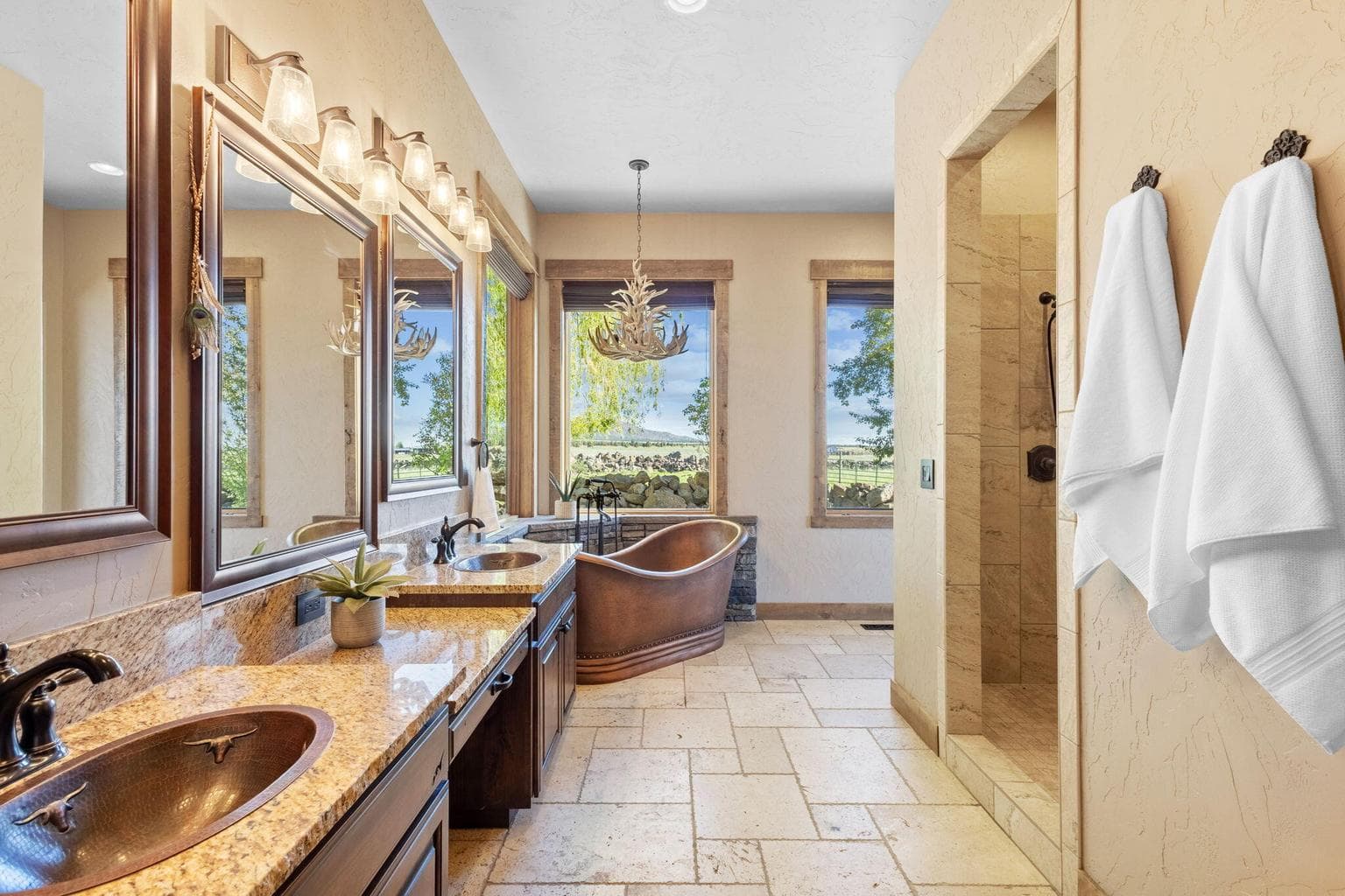 Primary bath w/ walk in tile shower.