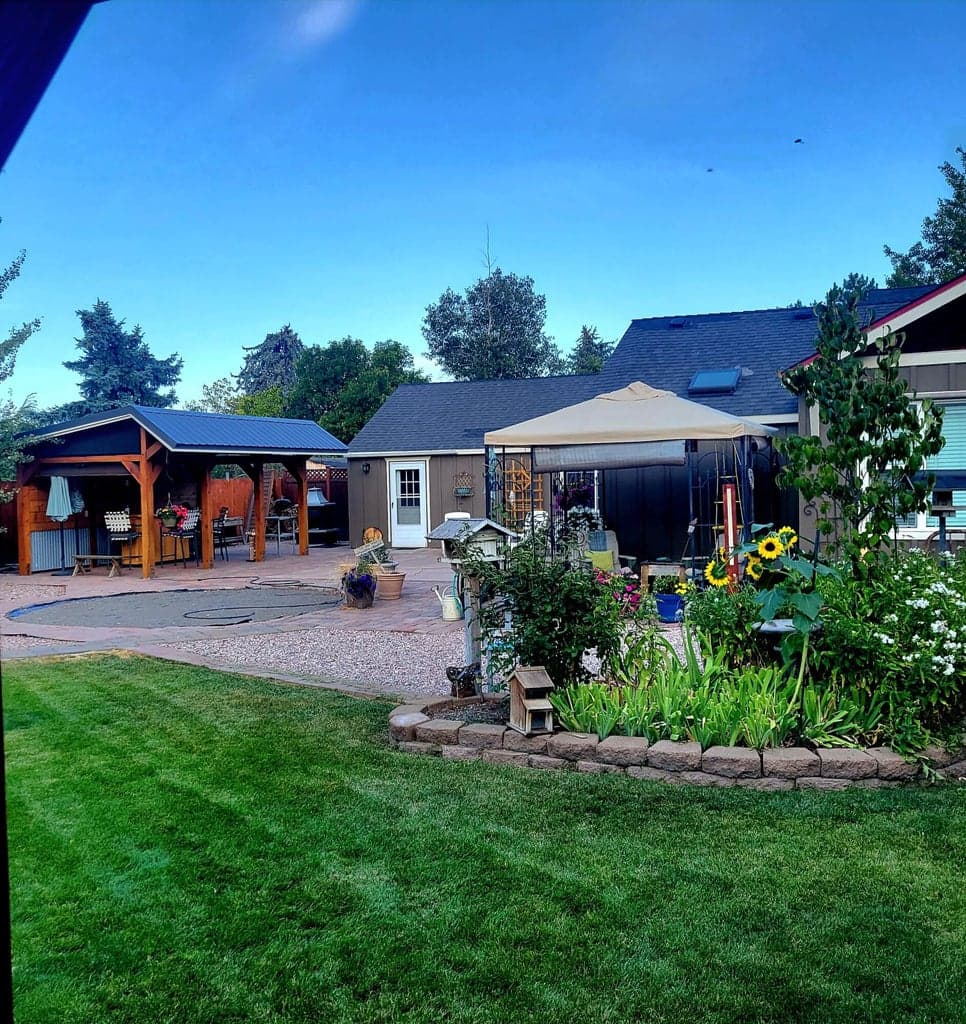 Side yard and view of potential outdoor kitchen