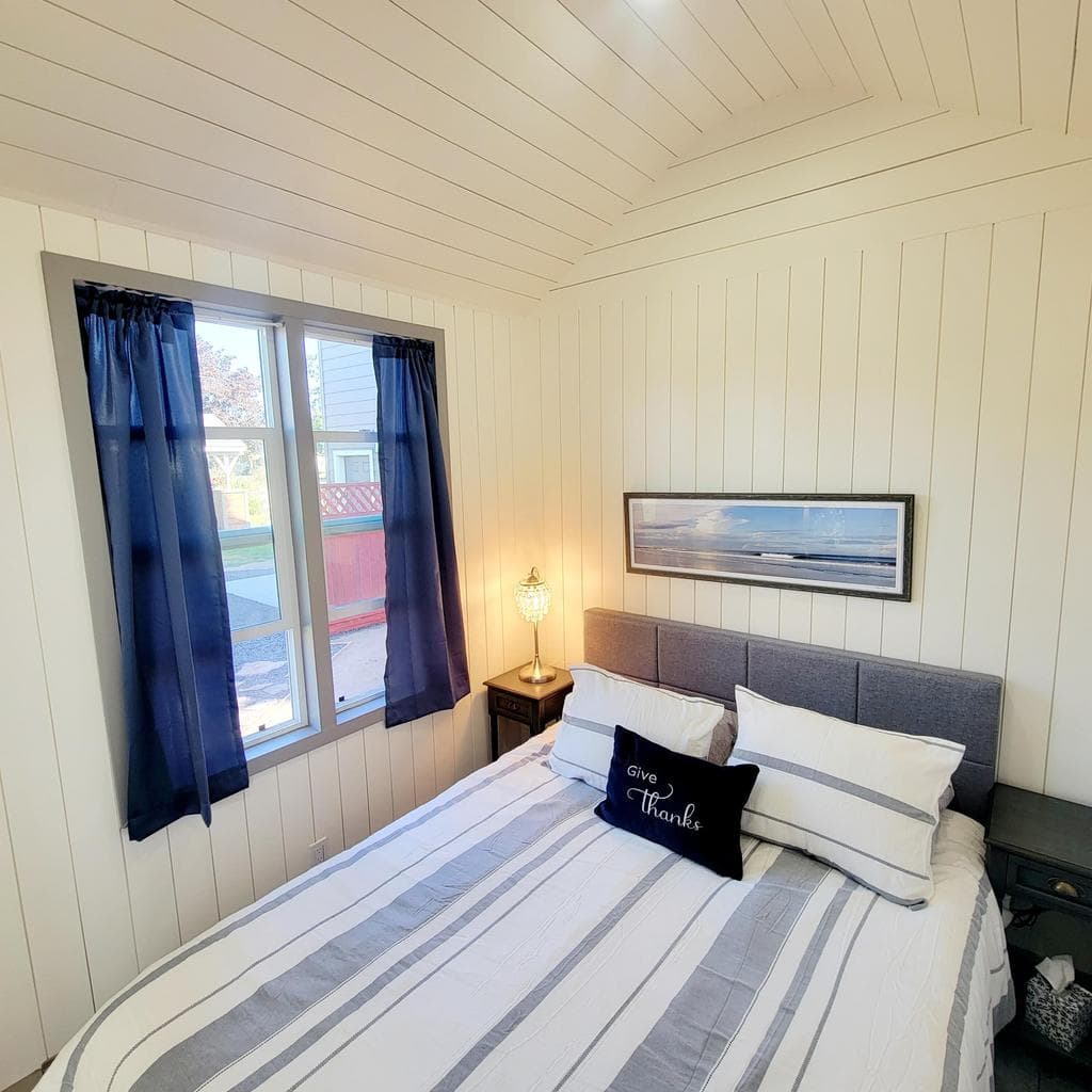 Bedroom that has a door for privacy