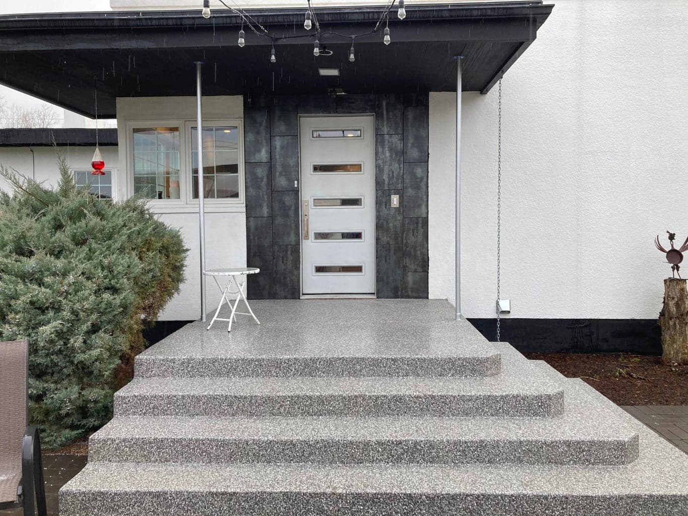 Custom doors Epoxy-coated walkways + garages