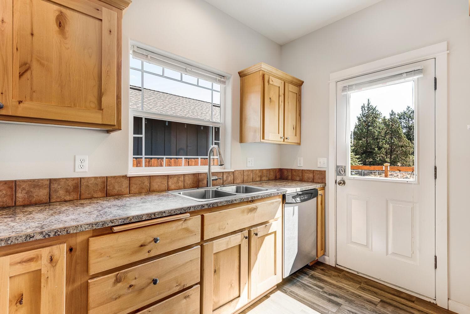 Kitchen with door to back deck