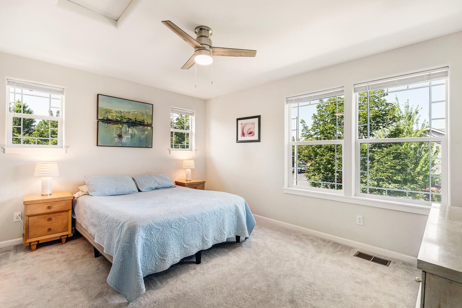 Primary bedroom with natural light