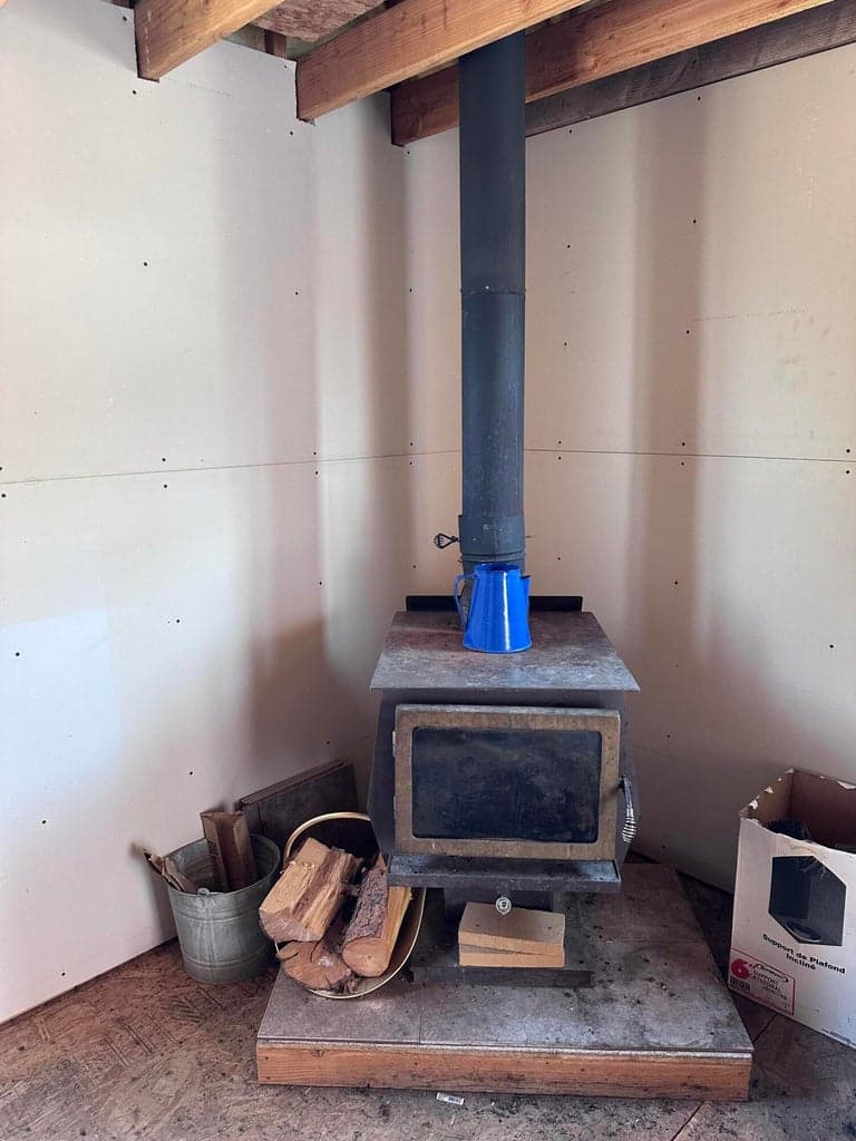 Wood stove in the cabin