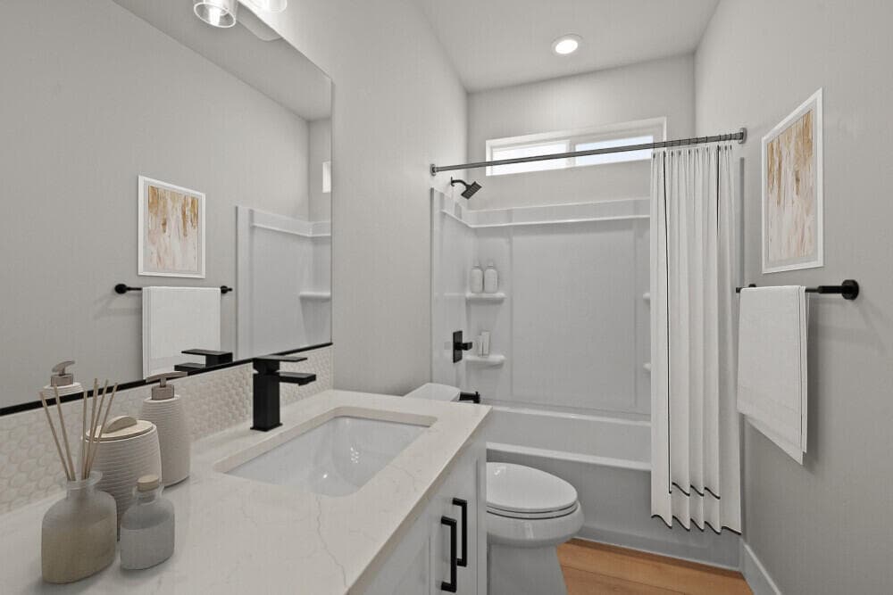 Guest bath sample. Similar model only, specs vary.