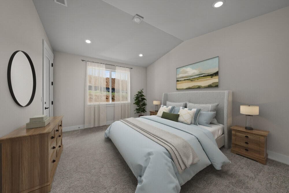 Primary suite sample. Similar model only, specs vary.