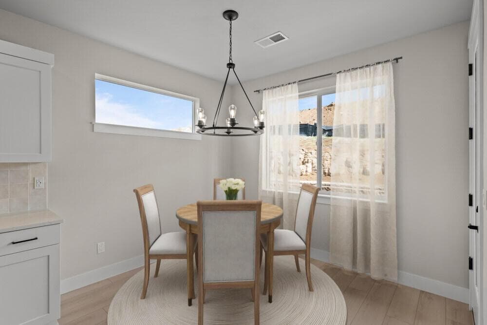 Dining area sample. Similar model only, specs vary.