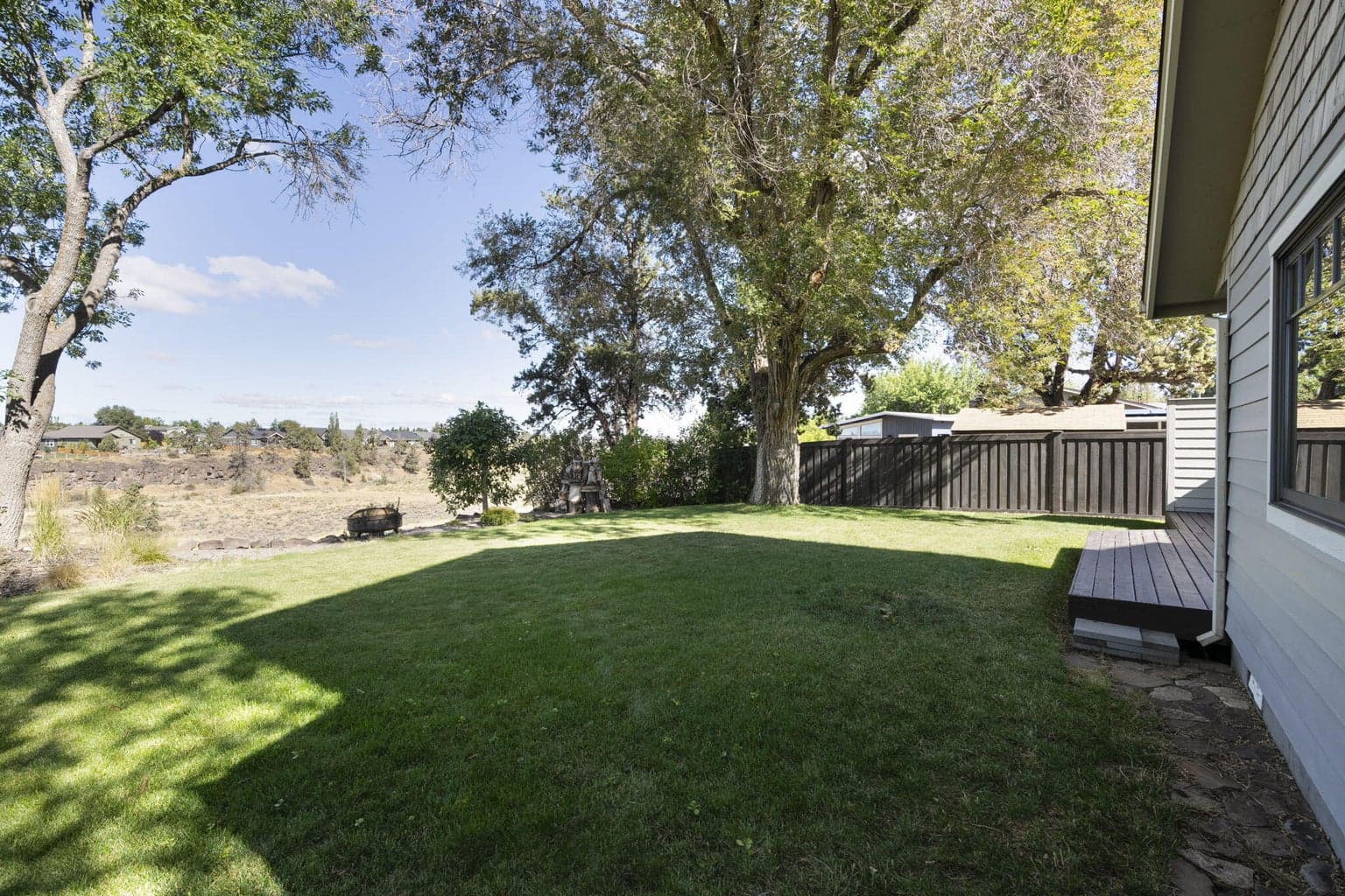 The yard is simply landscaped