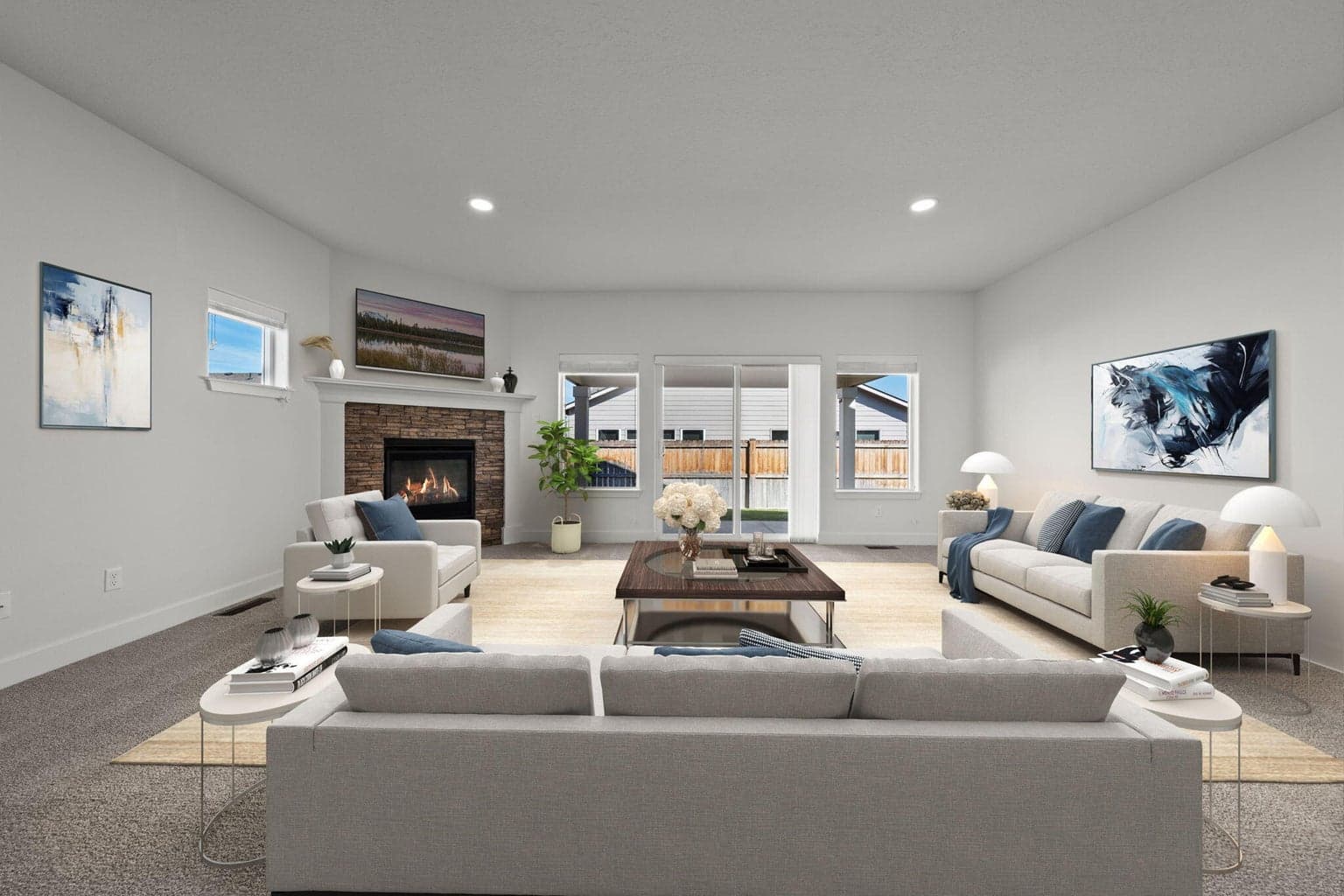 Great room virtually staged