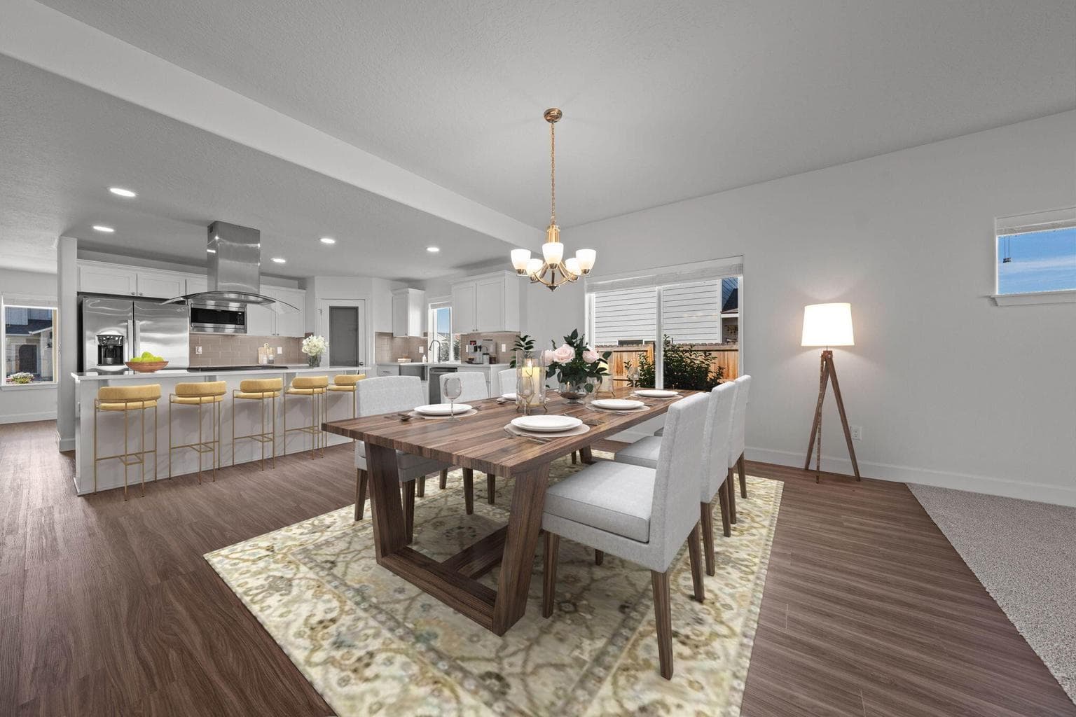 Virtually staged dining area