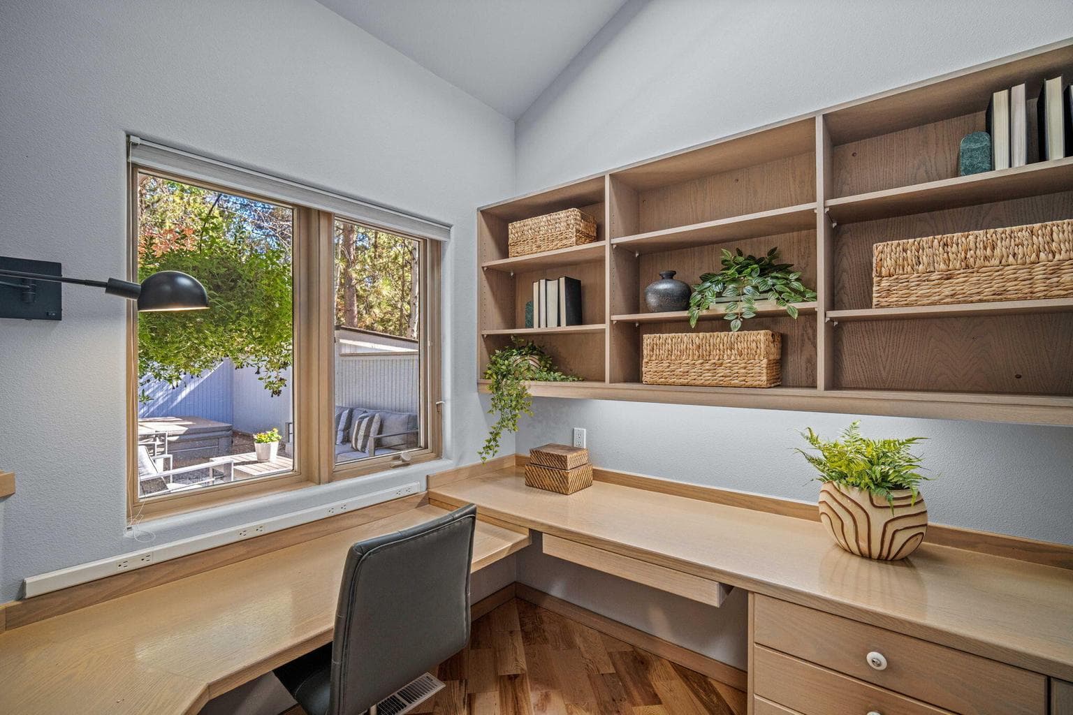 Second office off the kitchen with custom builtins