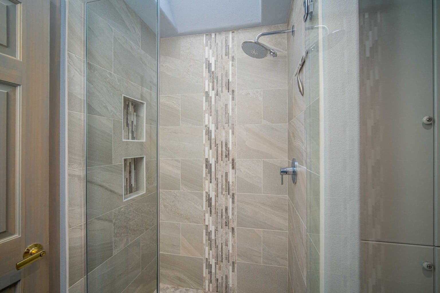 Beautiful newly remodeled tile step in shower