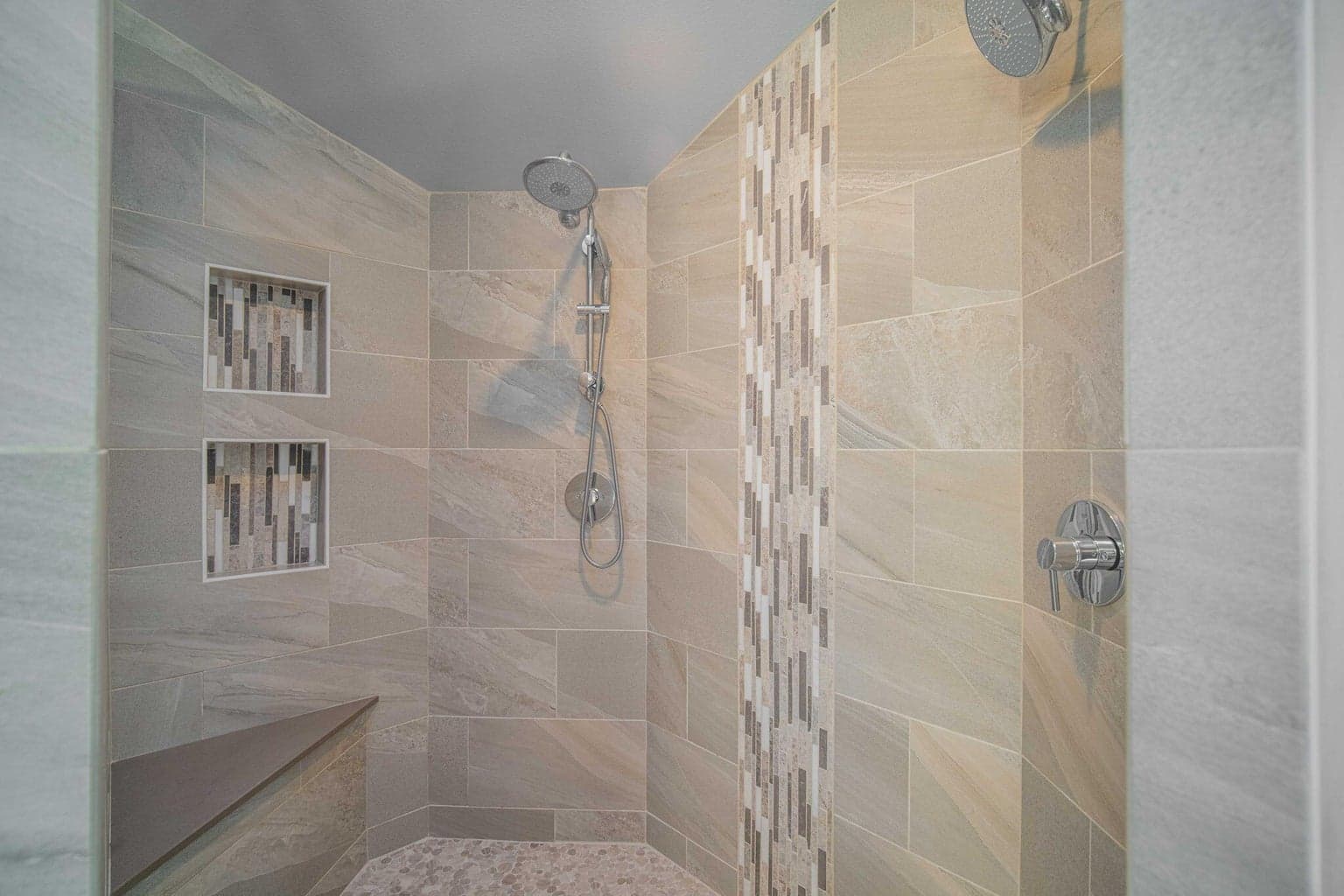 Newly updated tile walk in shower