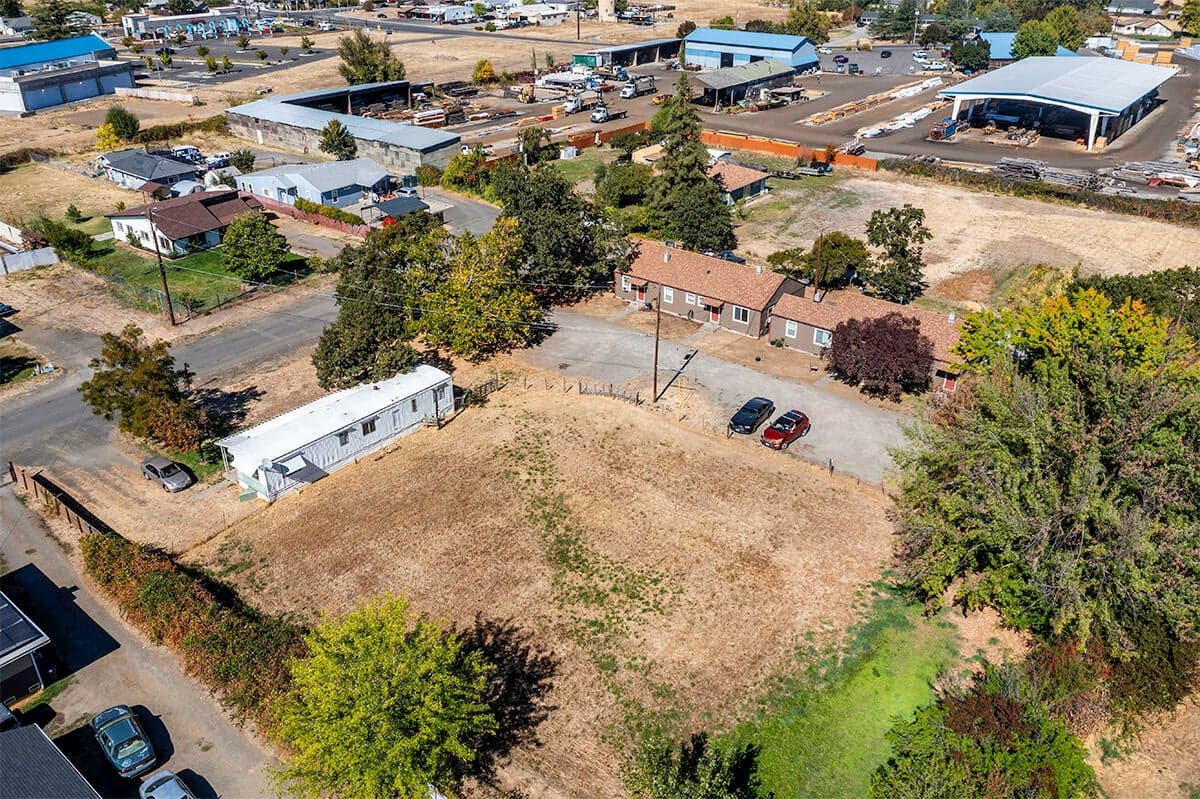 Manufactured home and row of multiplex units.