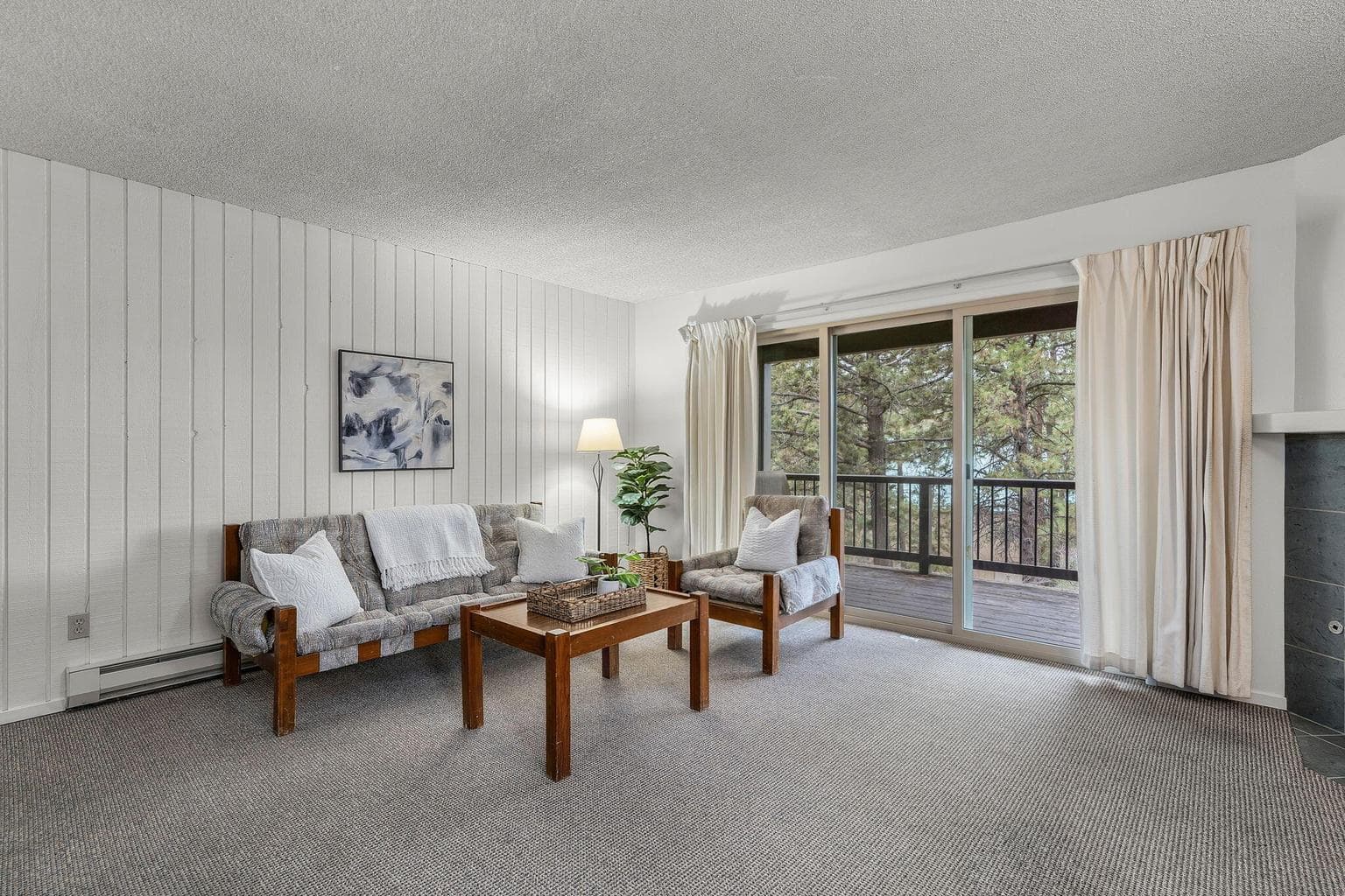 Access to back patio overlooking mature Ponderosas