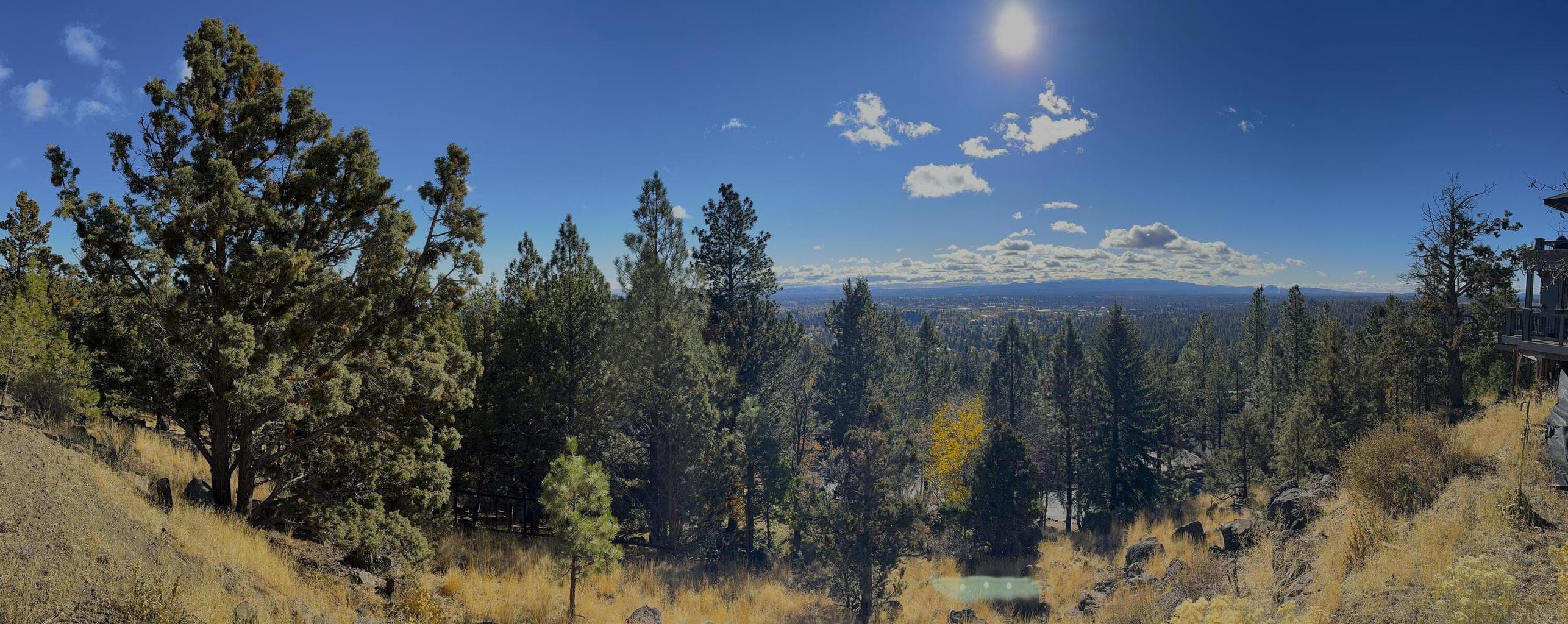 Awbrey Butte, once known as Awbrey Heights, was named after a legendary Bend pioneer named Marshall Clay Awbrey. Awbrey was a Missourian who fought in the Mexican War and who settled in Bend around 1870. He farmed the areas where Harmon Park and Kenwood School are located today before moving to the Tumalo area. It was said he would kiss a 5- or 10-piece coin goodbye before handing it to a clerk. Many landmarks and streets in Bend are named after this early settler.