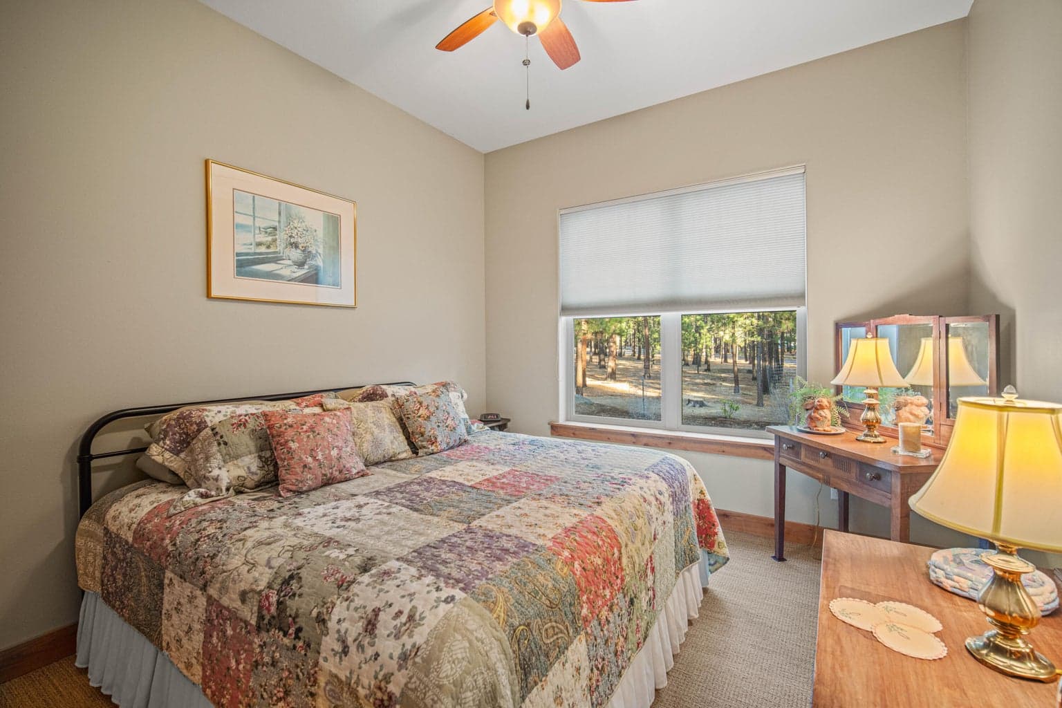 The second Guest Room, with 10 foot ceilings, is comfortably sized.