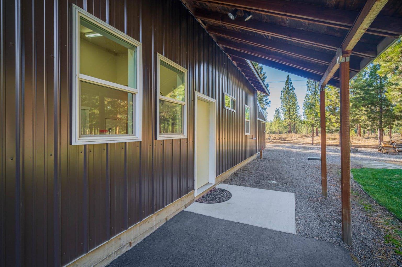 Covered entry to the shop.