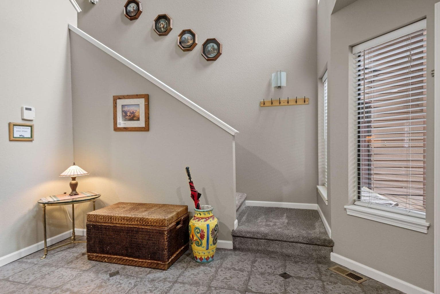 Welcoming tile entry.