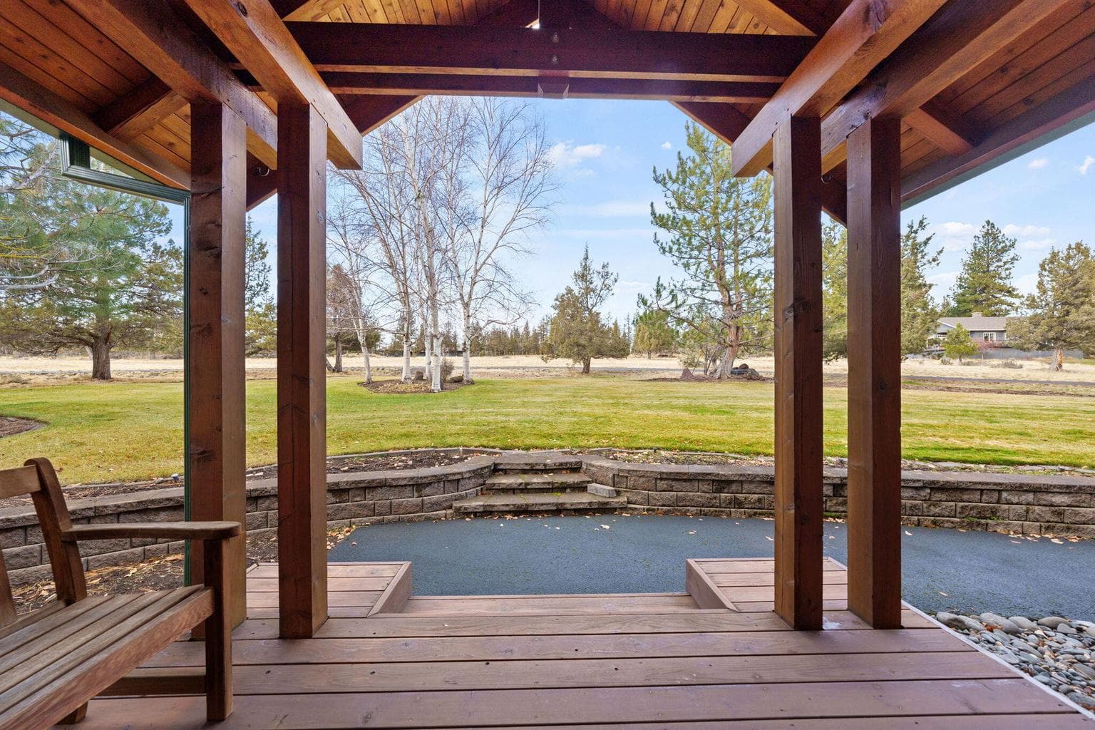 Front porch looking out to open space and meadow
