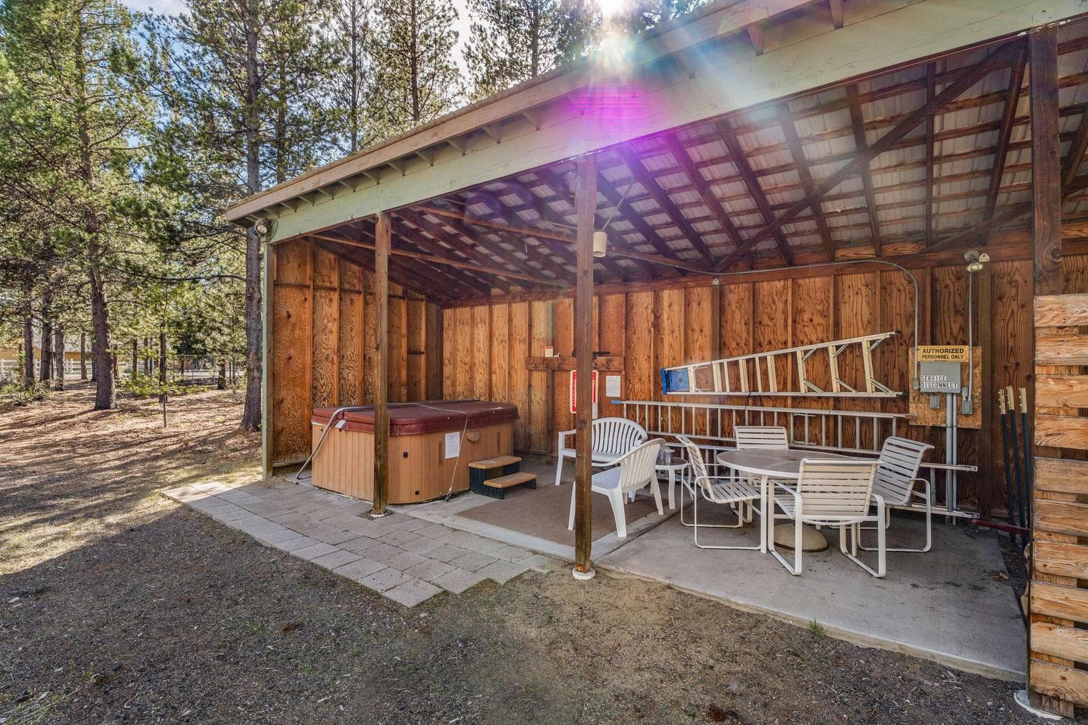 10x32 open 4 bay shelter/storage w/hot tub