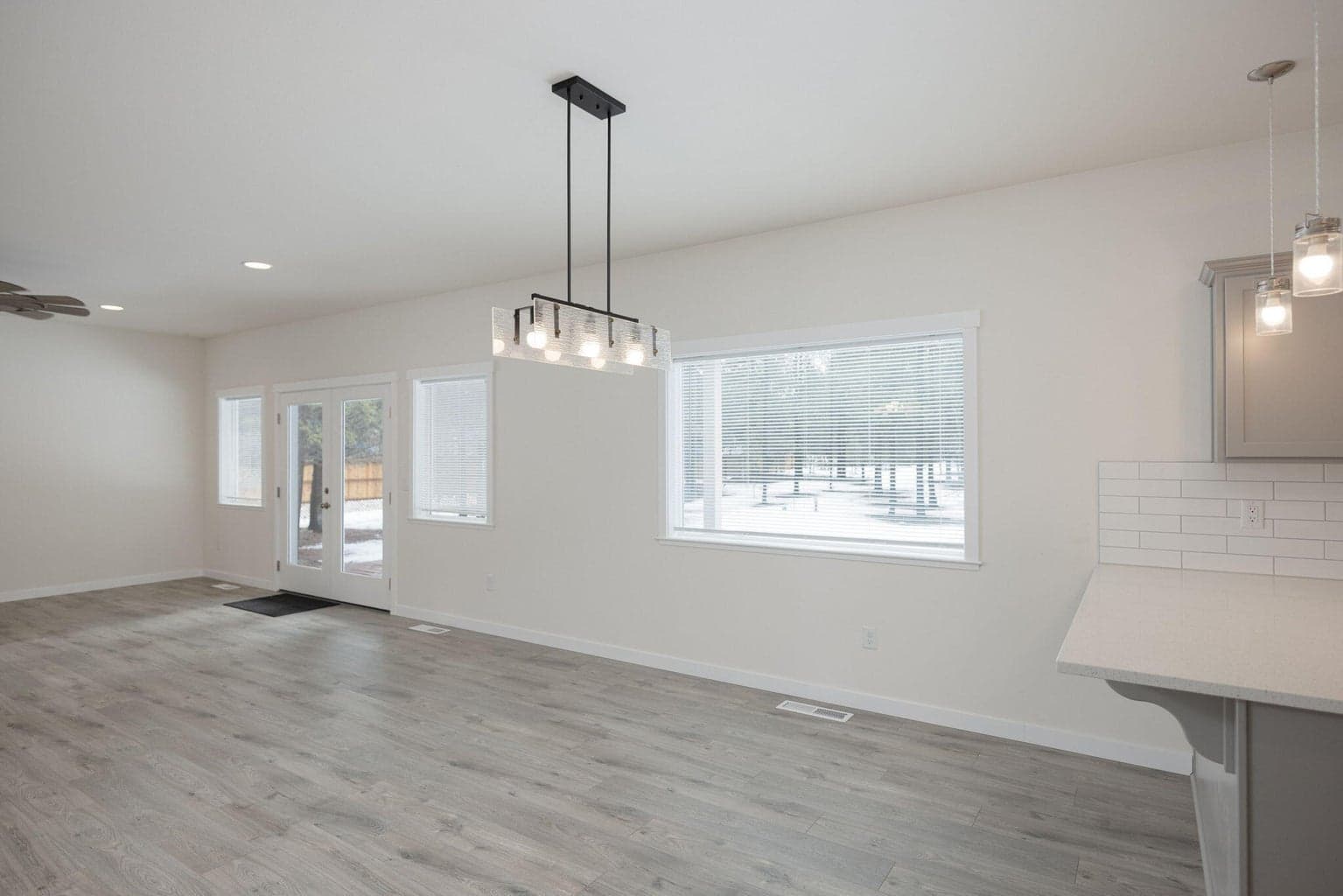 Open great room with dining area