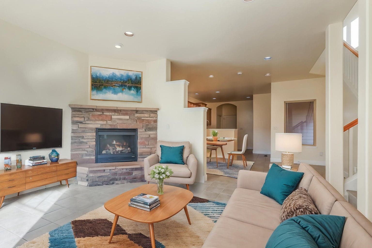 living room virtually staged