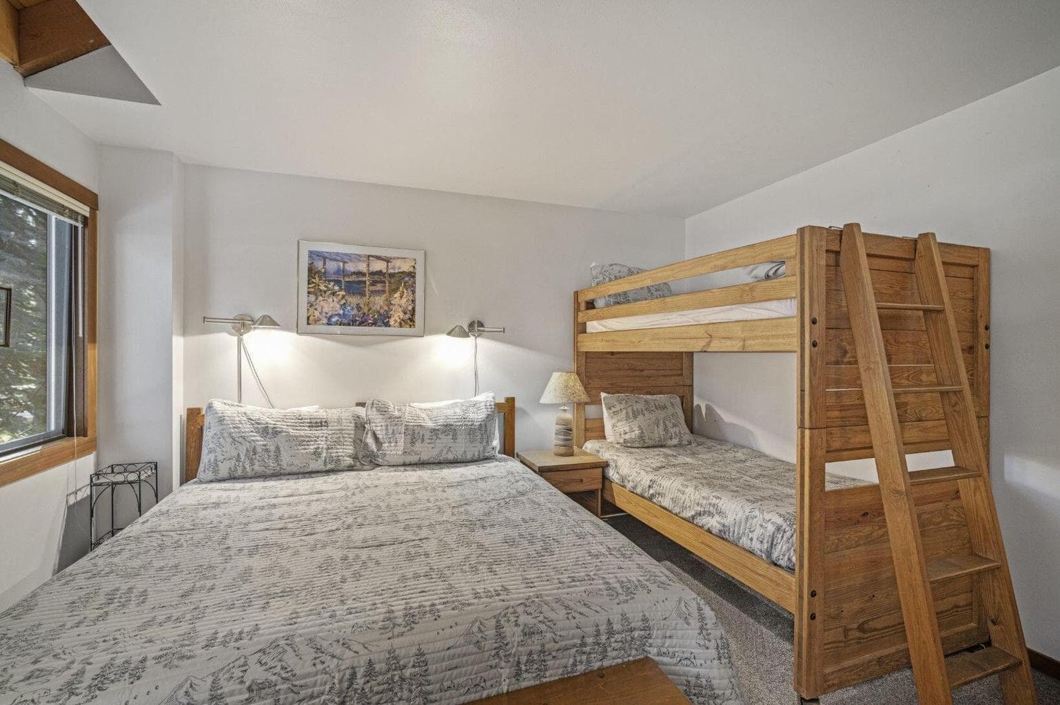 Room for a queen bed and a set of twin bunks