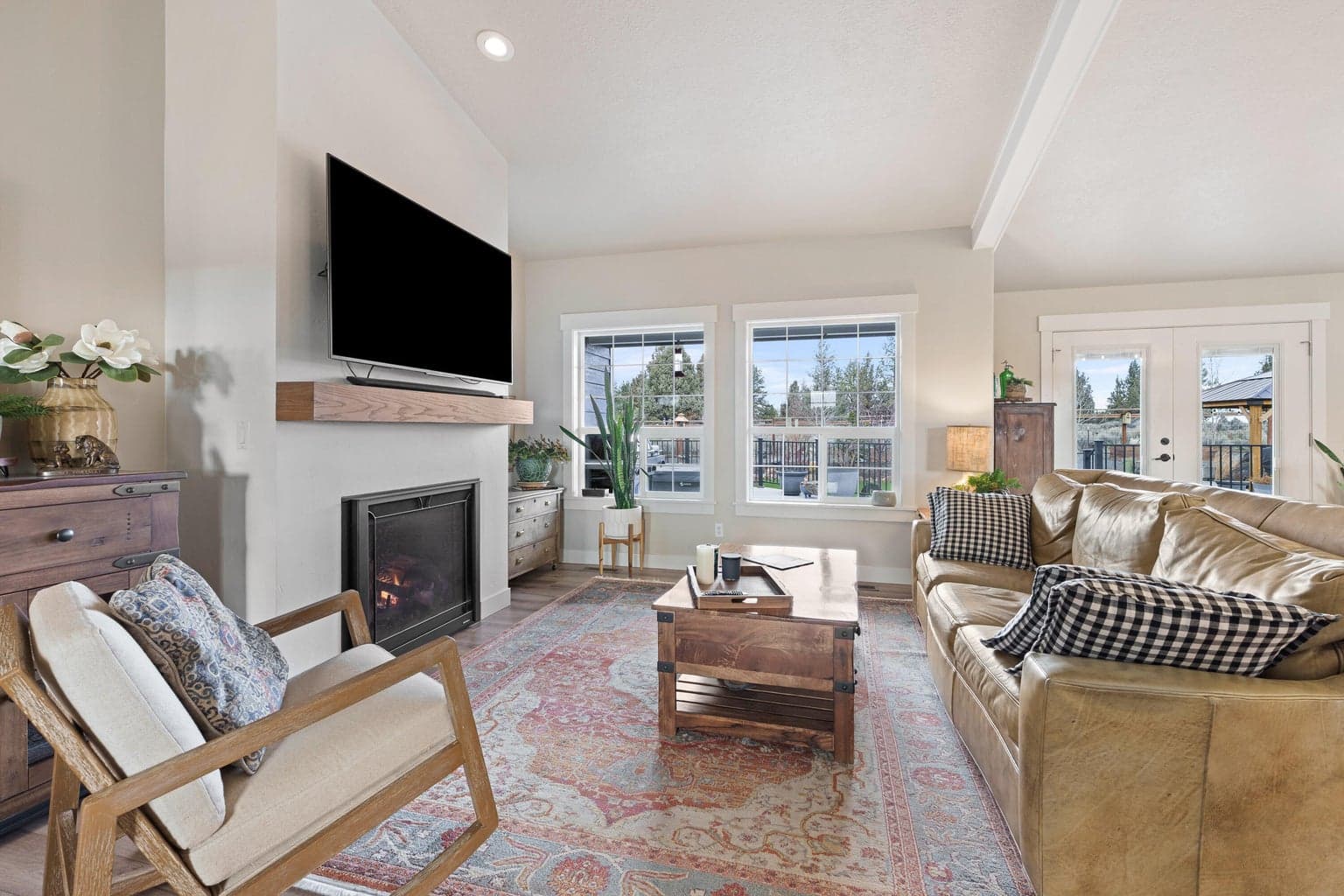 Cozy gas fireplace