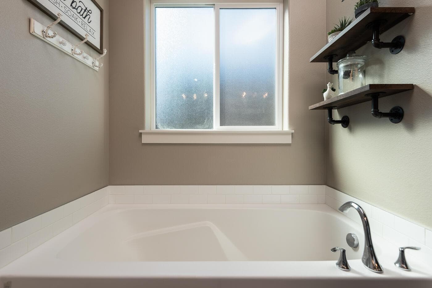 Soaking tub in the primary bathroom