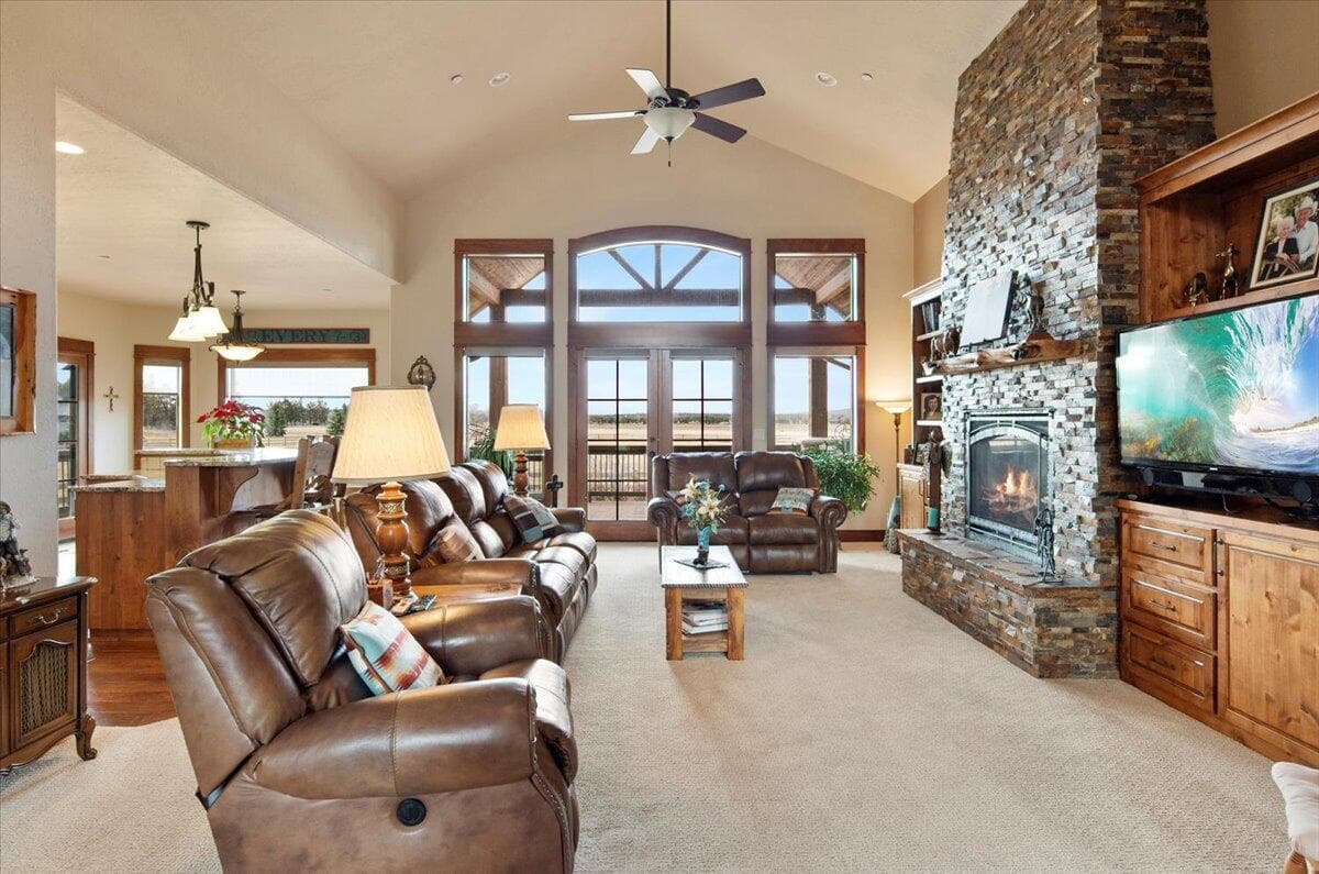 Built in cabinets on both sides of fireplace