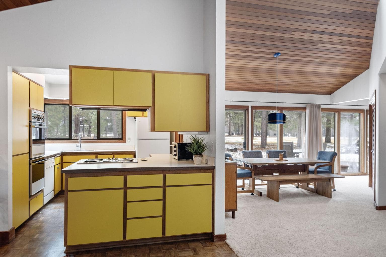 Kitchen area and dining area