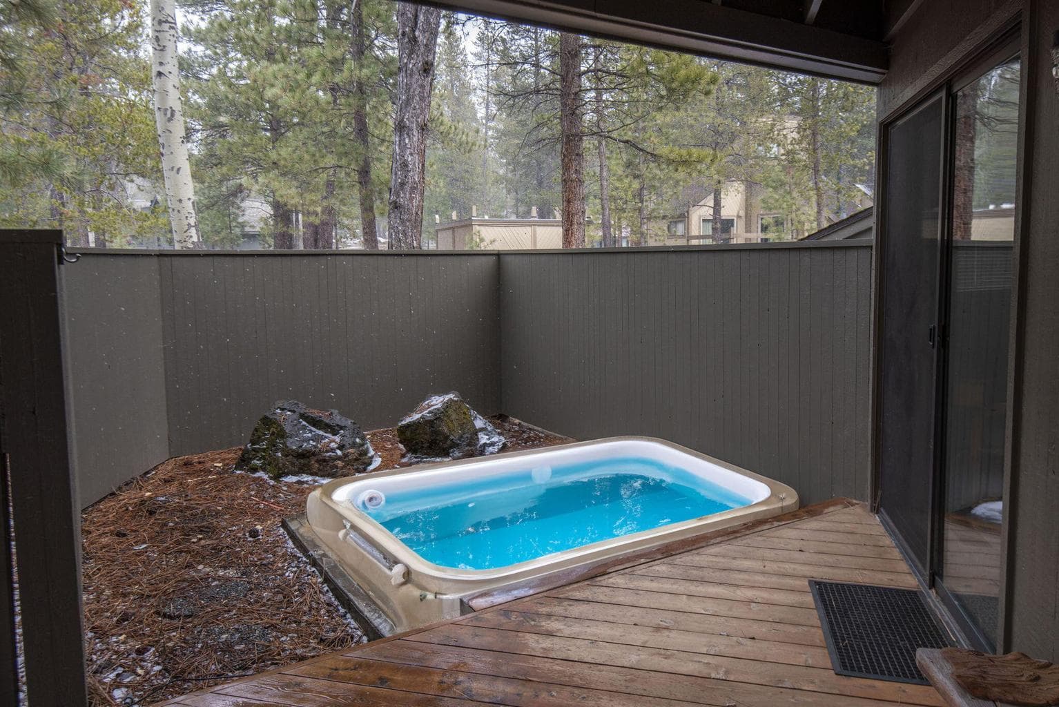 Hot tub not included but this space is fully ready for your hot tub - electrical and pad are all in place for your new hot tub.