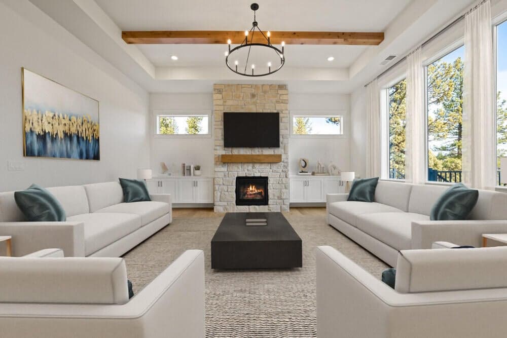Rendering with virtual staging. Not exact selections or included features.