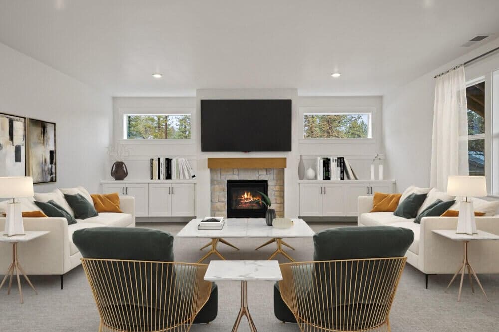 Rendering with virtual staging. Not exact selections or included features.