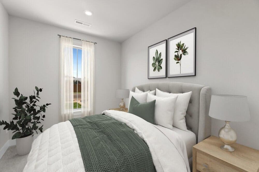 Guest room, photos are virtually staged.