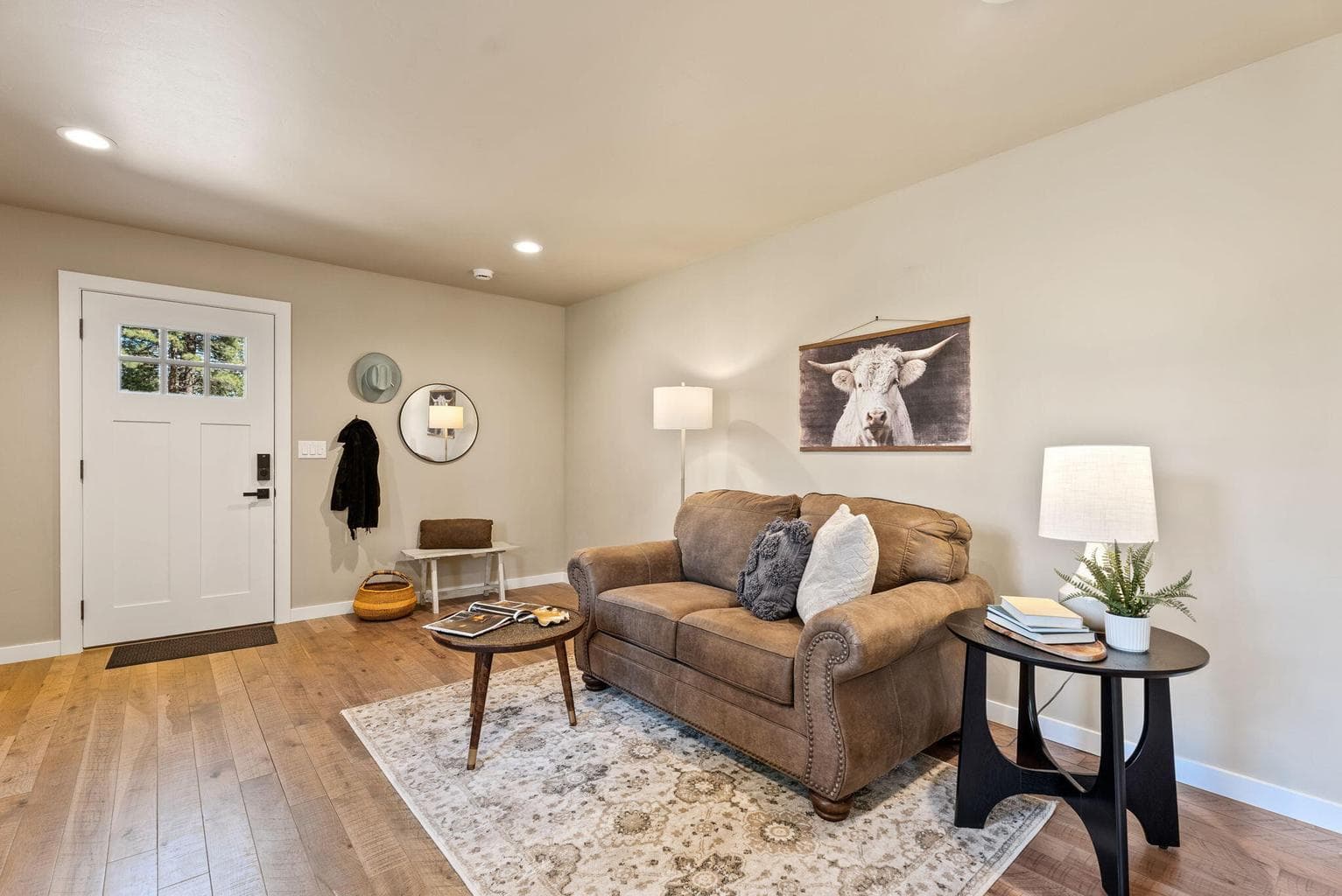 Flex space off the garage has full bath, storage closet, and potential for future kitchenette.