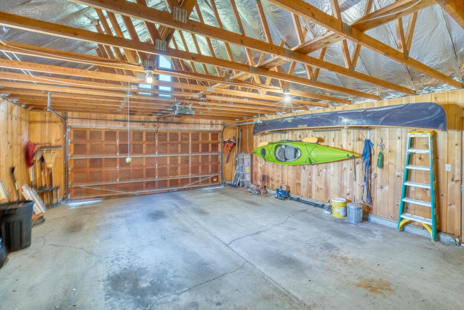 Wall and rafter storage space.