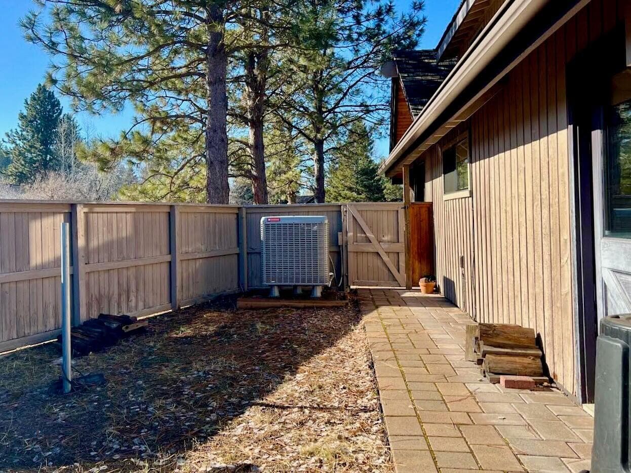 Ample space to secure a pet, store firewood and garden tools.