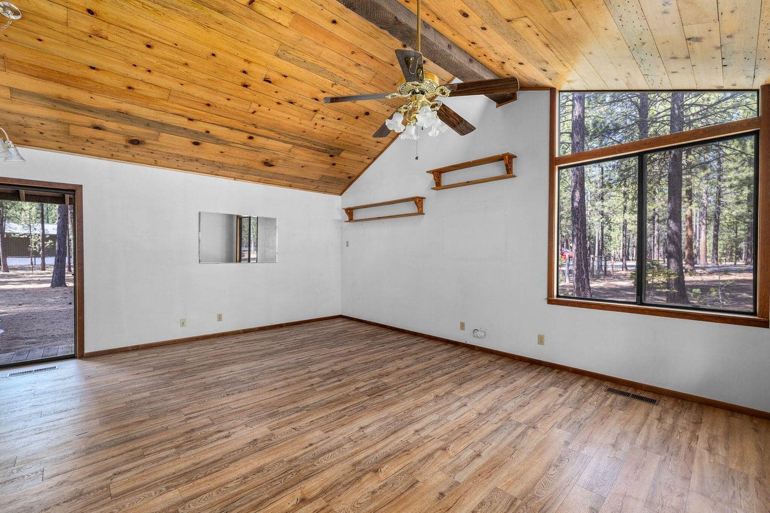 Family Room w/ knotty pine ceiling