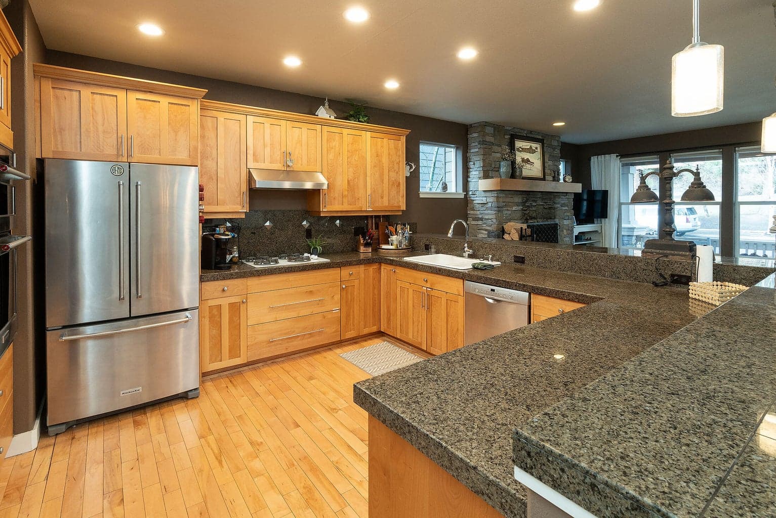Granite tiled kitchen counters