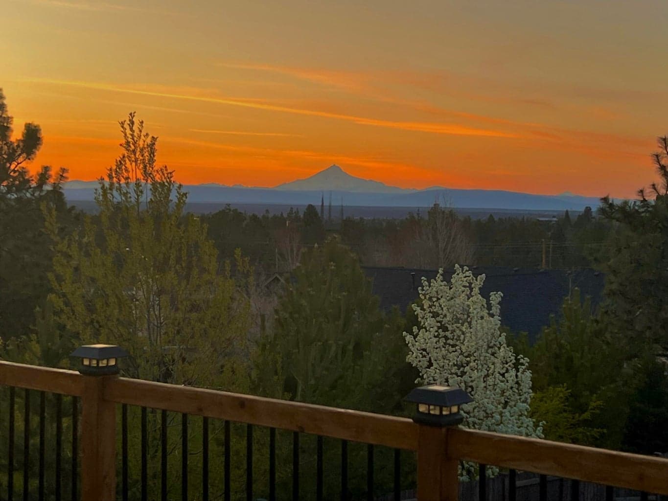 Sunset and Mt Jefferson from the deck 04-13-25