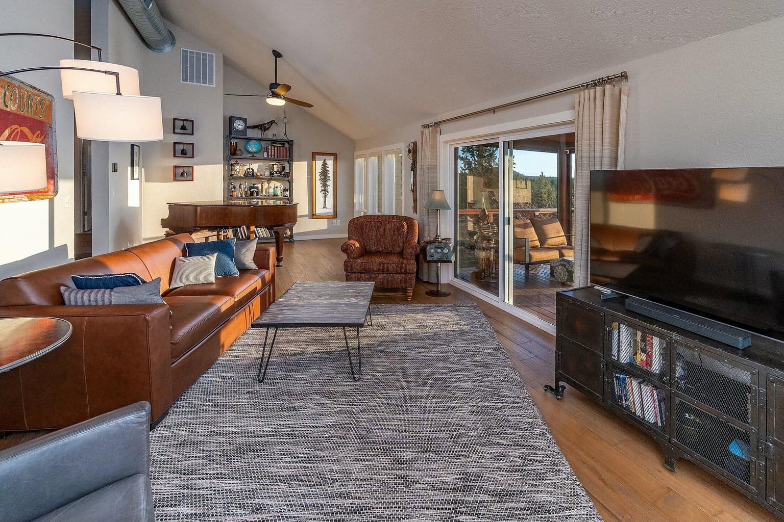 Seamless indoor-outdoor flow to decks for entertaining or relaxing.