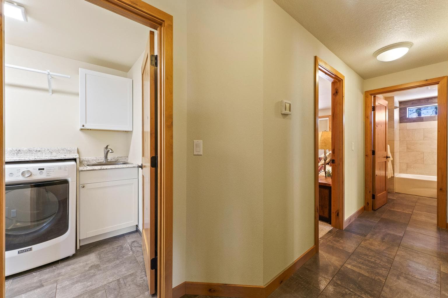 Laundry room and hallway to bedrooms (main level)
