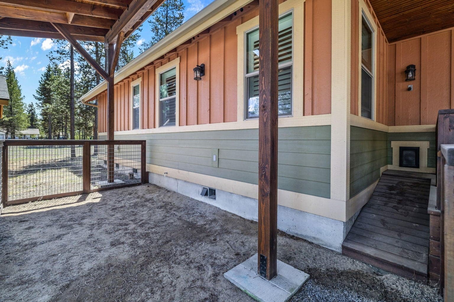 covered dog run and dog door