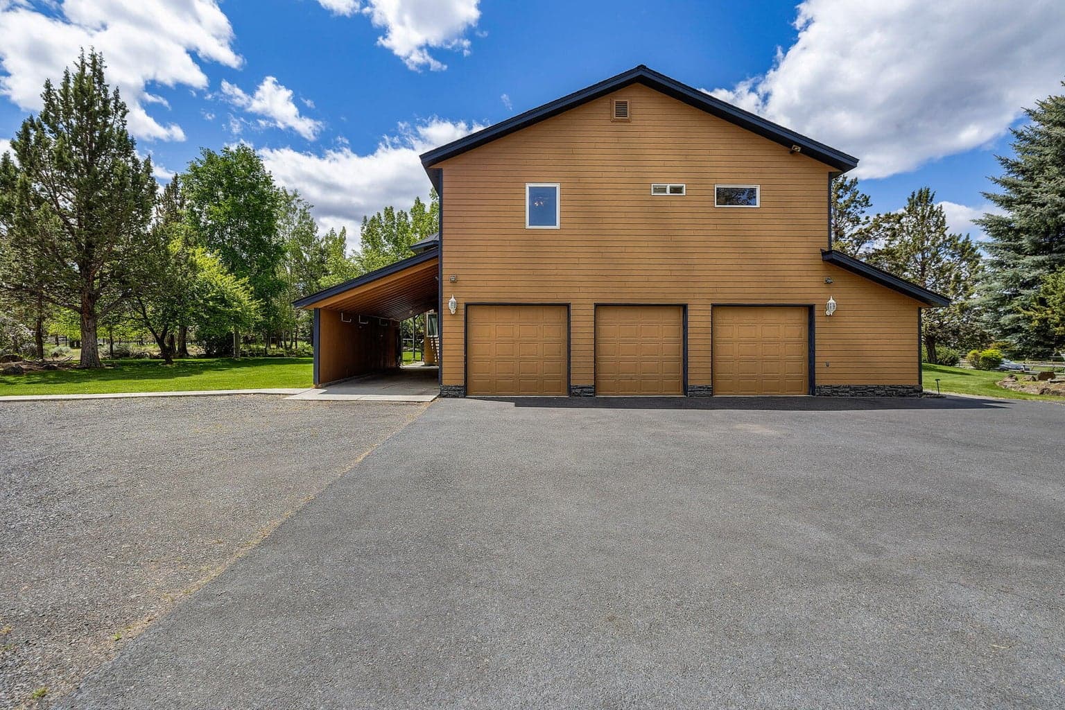 3 car attached garage