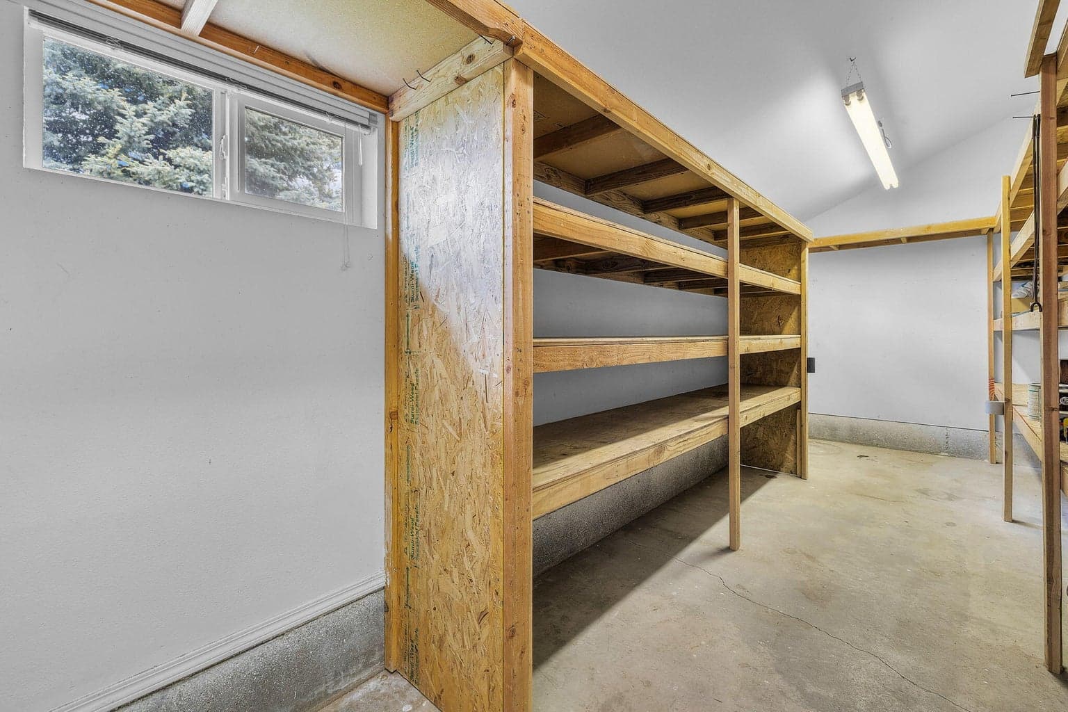 Storage area inside 3 car garage.
